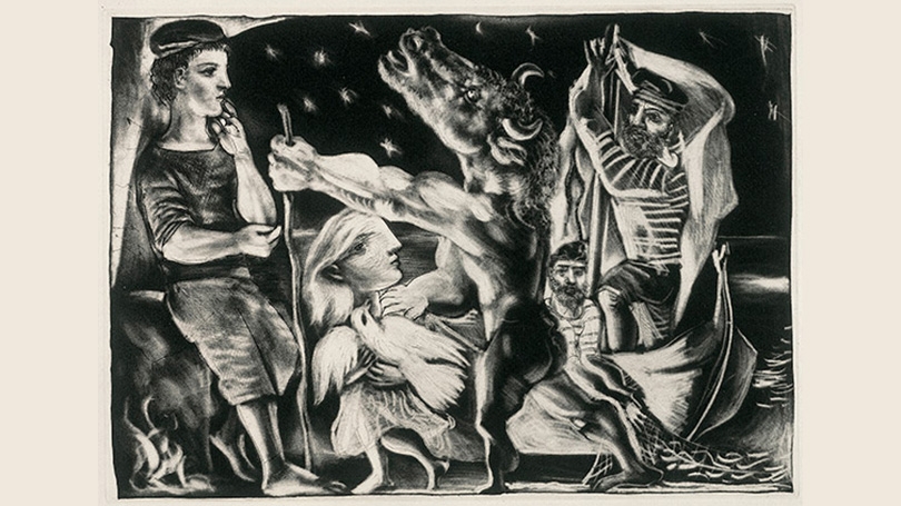 Pablo Picasso, “Blind Minotaur Guided by a Young Girl through the Night”
